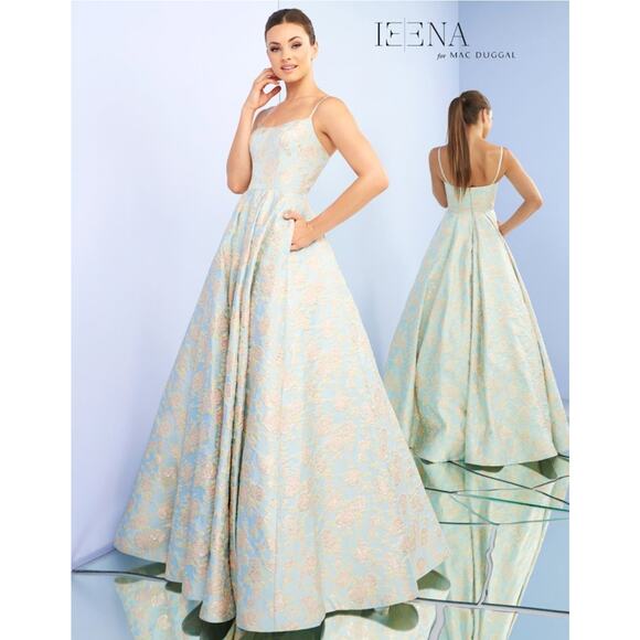 Mac‎ Duggal Floral Jacquard Ballgown 26117I Size 14 with POCKETS - Picture 1 of 16